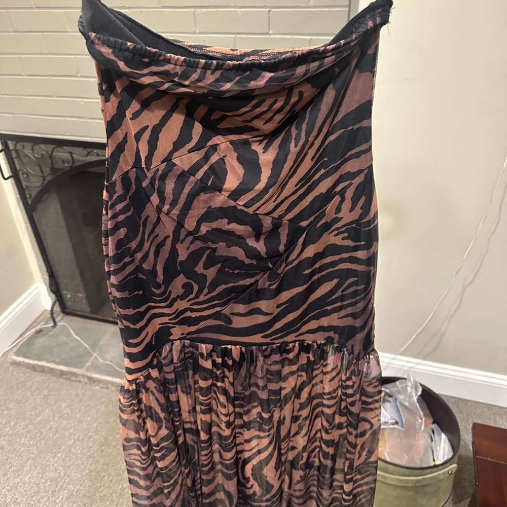 Zebra Print Strapless Dress